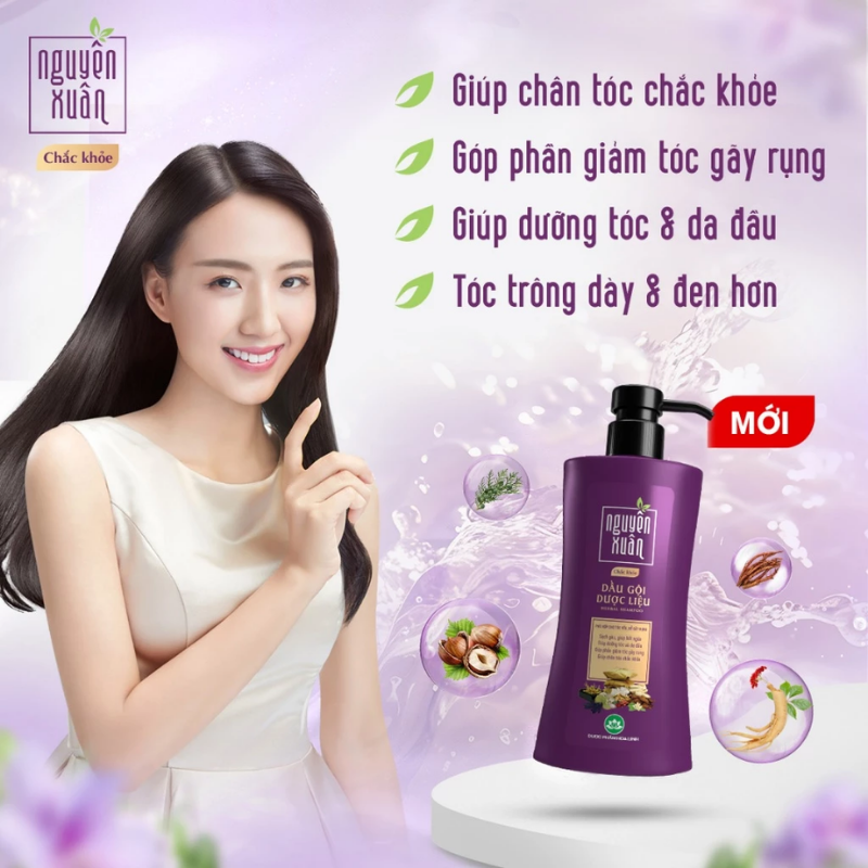 Dầu Gội Dược Liệu Nguyên Xuân Chắc Khỏe 450ml Màu Tím