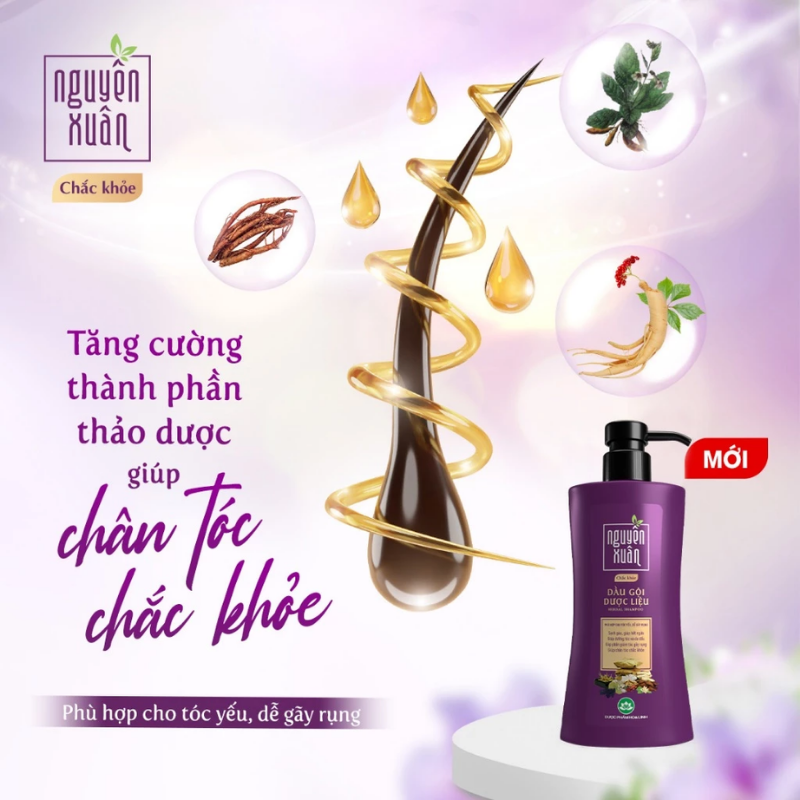 Dầu Gội Dược Liệu Nguyên Xuân Chắc Khỏe 450ml Màu Tím