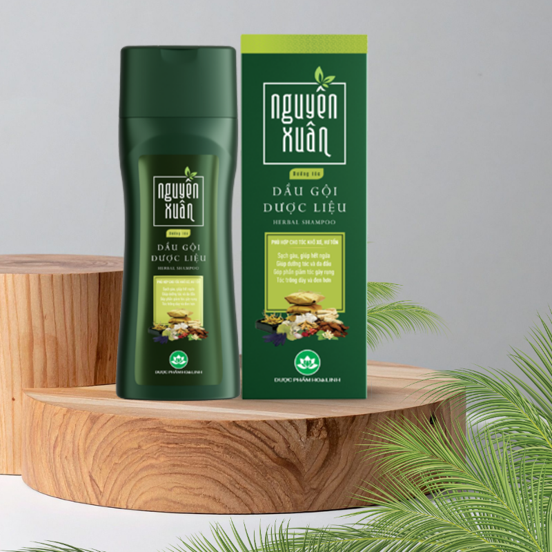 Hình chai và hộp tông xanh rêu của sản phẩm