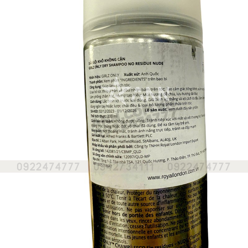 Dầu Gội Khô Girlz Only 200ml Nhiều Mùi Hương