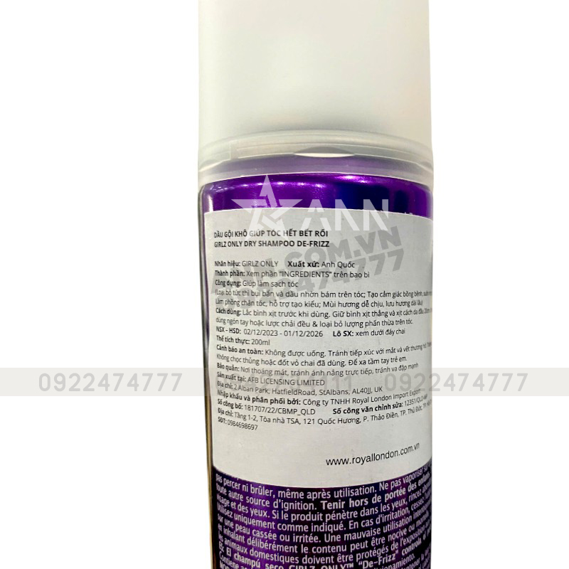 Dầu Gội Khô Girlz Only 200ml Nhiều Mùi Hương