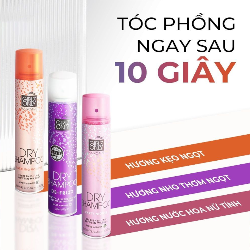 Dầu Gội Khô Girlz Only Party Nights Màu Hồng 200ml Hương Nước Hoa