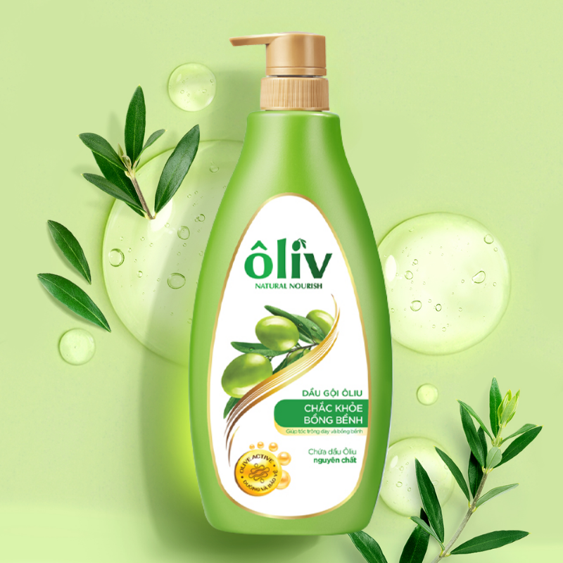Hình chai dầu gội ôliu dung tích 650ml với vòi pump tiện dùng