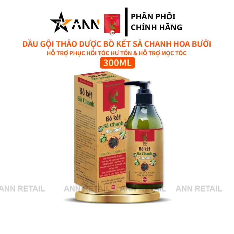 Dầu Gội Thảo Dược PN Bồ Kết Sả Chanh Hoa Bưởi 300ml