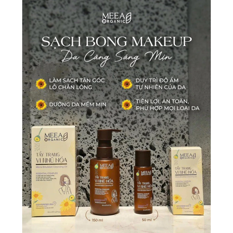 Hai dung tích 150 ml và 50 ml đặt cạnh hộp sản phẩm
