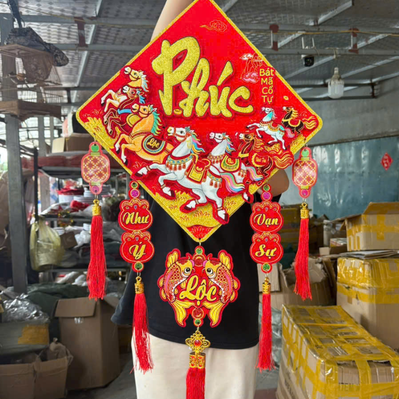 Dây reo 3D vuông trang trí Tết 30cm