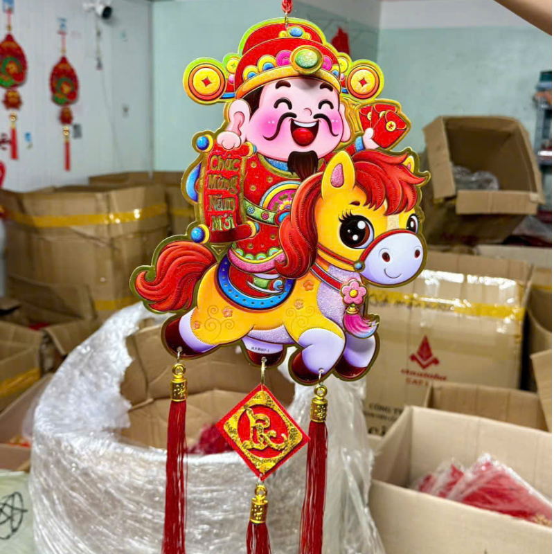 Dây Treo Ngựa Nhung Ánh Kim Trang Trí Tết 22x62 cm