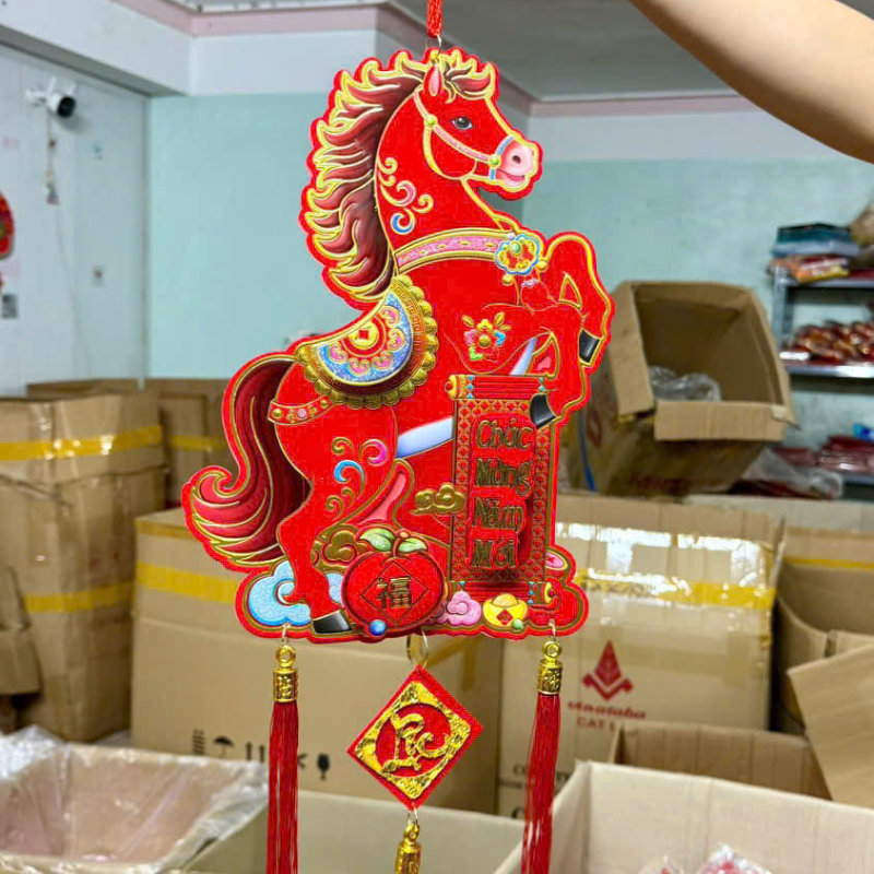 Dây Treo Ngựa Nhung Ánh Kim Trang Trí Tết 22x62 cm