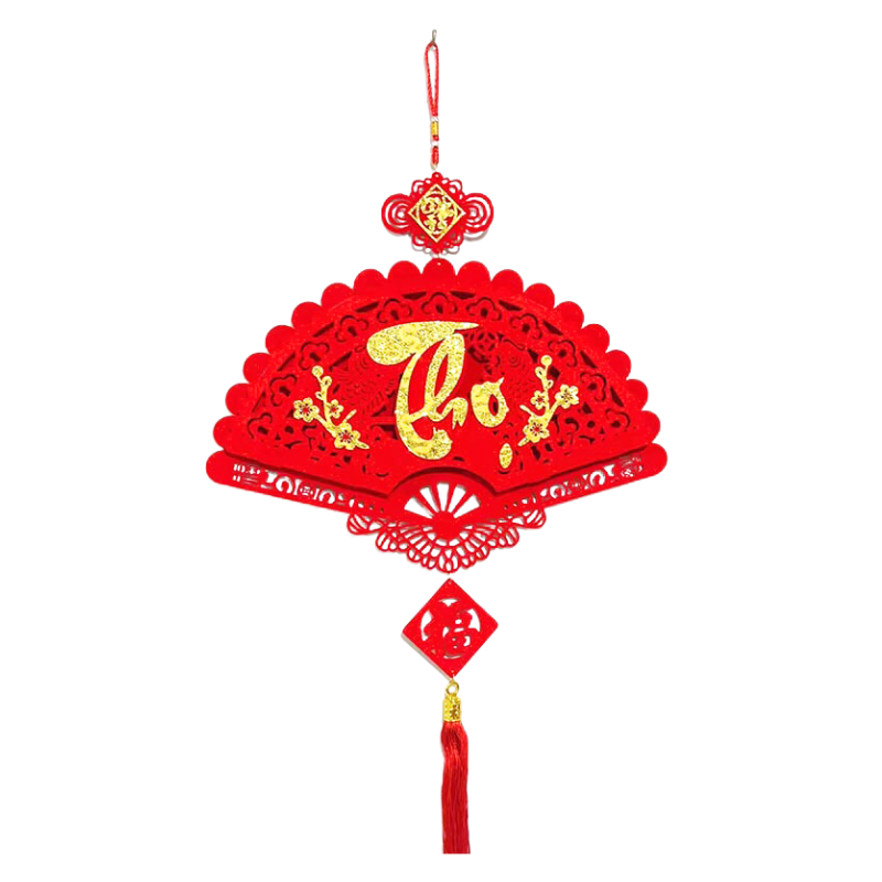 Dây Treo Quạt Nhung Đỏ Trang Trí Tết