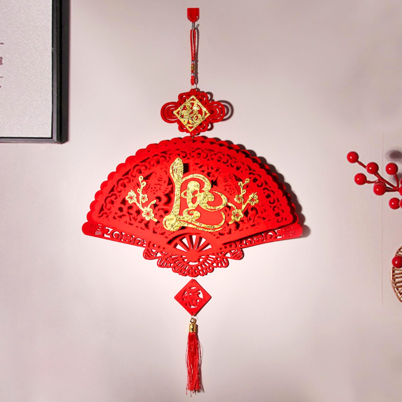 Dây Treo Quạt Nhung Đỏ Trang Trí Tết