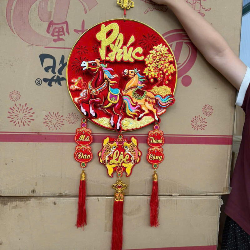 Dây Treo Tròn Thần Tài Ngựa 6D 80cm