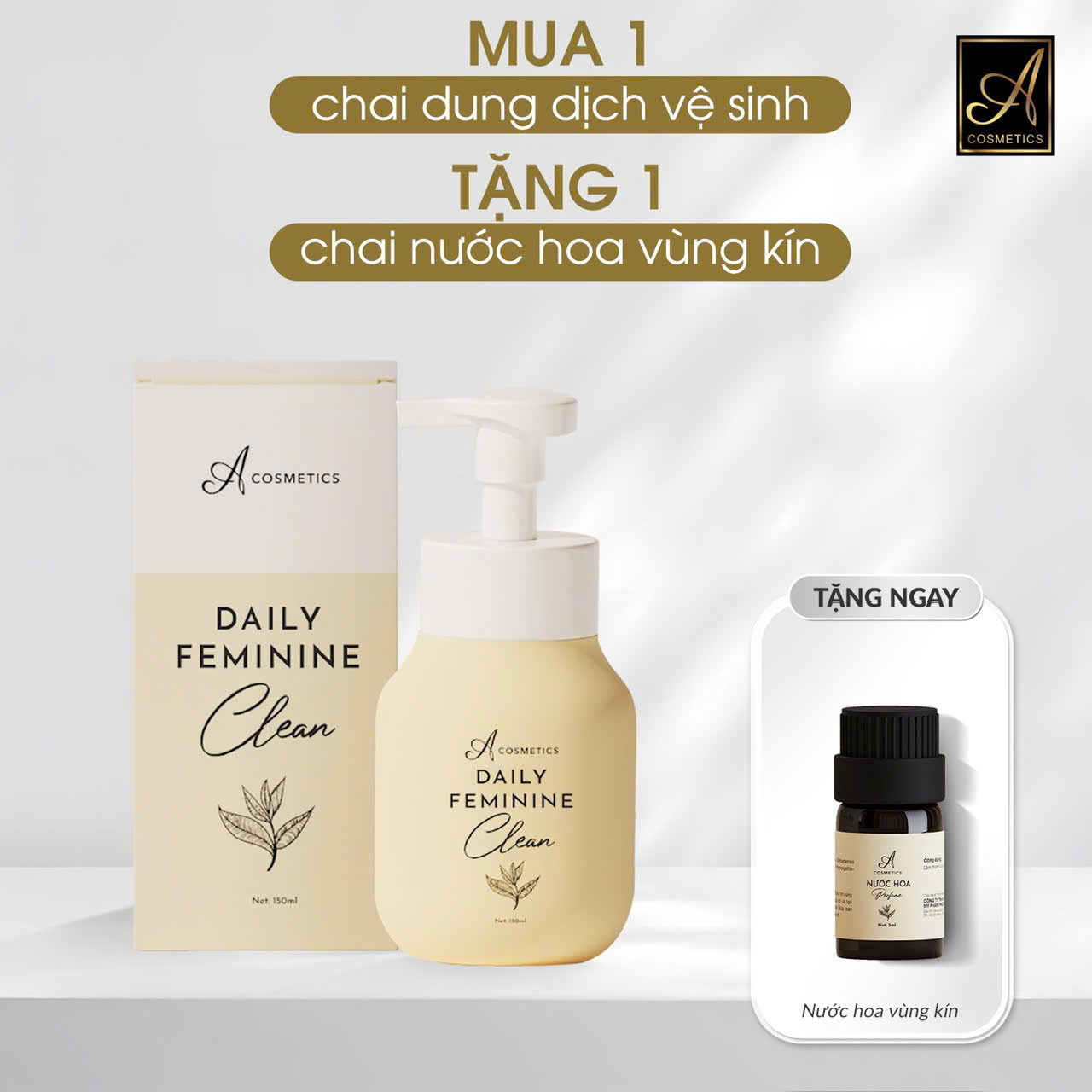 Hình thể hiện bộ Daily Feminine Clean kèm nước hoa vùng kín tặng ngay