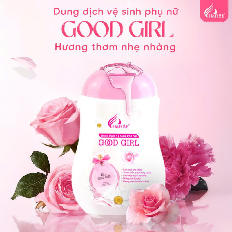 Dung dịch vệ sinh Good Girl với thiết kế bo tròn và thông điệp hương thơm nhẹ nhàng