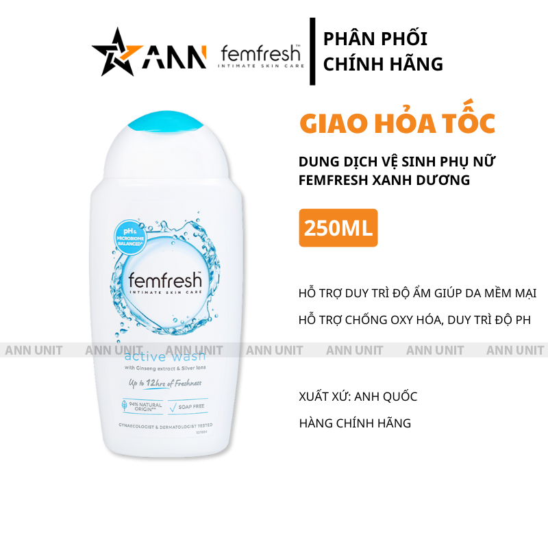 Hình chai sản phẩm màu xanh dương dung tích 250ml