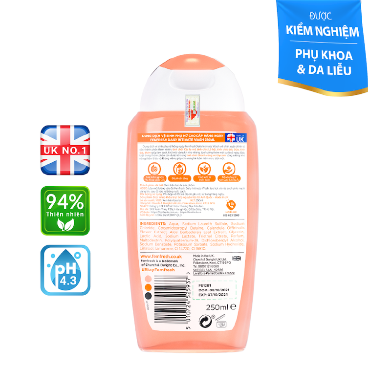 Dung Dịch Vệ Sinh Phụ Nữ Femfresh Intimate Skin Care Daily Wash 250ml