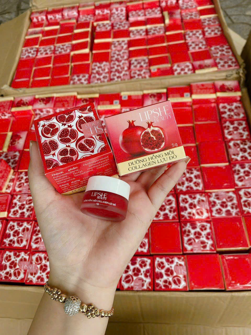 Dưỡng Hồng Môi Collagen Lựu Đỏ LIPSHE Beauty 5g
