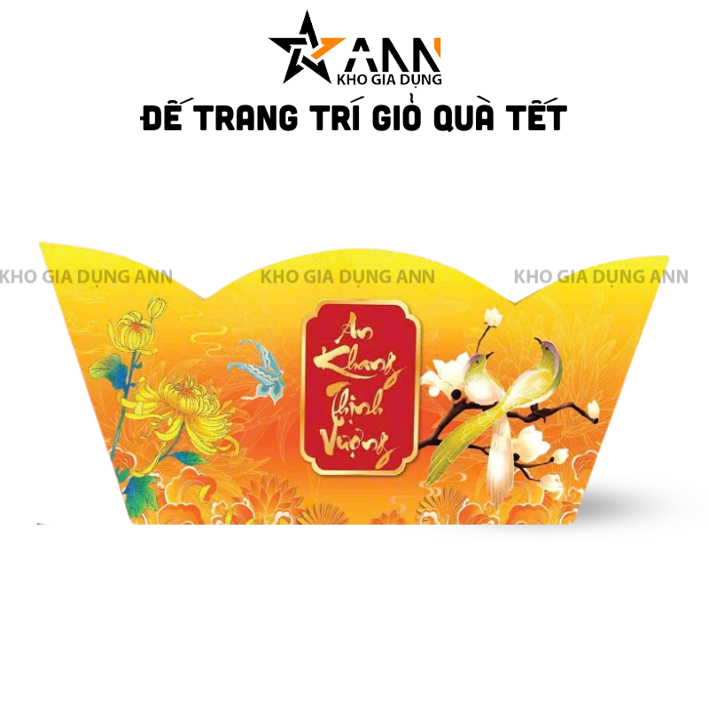 Mẫu khay thuyền tông vàng cam với họa tiết chúc xuân