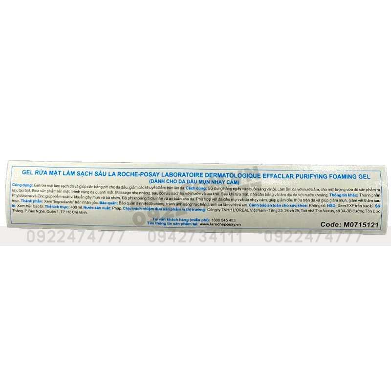 Gel Rửa Mặt La Roche-Posay Effaclar Purifying Foaming Gel 400ml