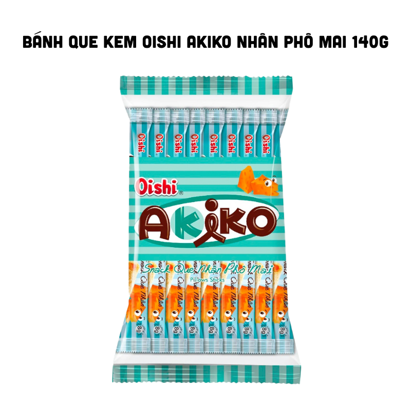 Bánh Que Kem OISHI AKIKO Nhân Phô Mai 140g Màu Xanh Rêu