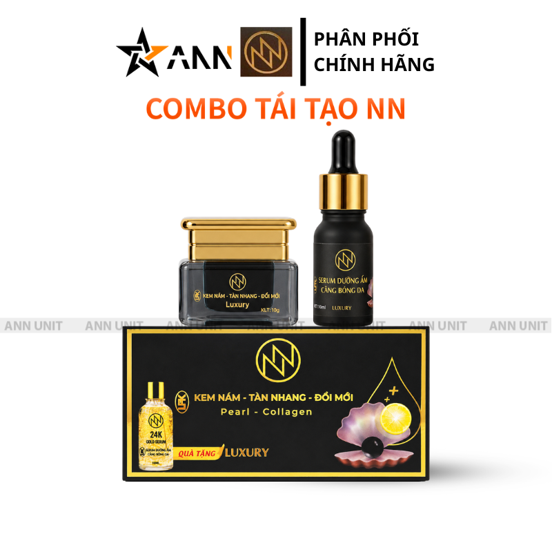 Bao bì bộ combo hiển thị rõ serum 10ml và kem face 10g