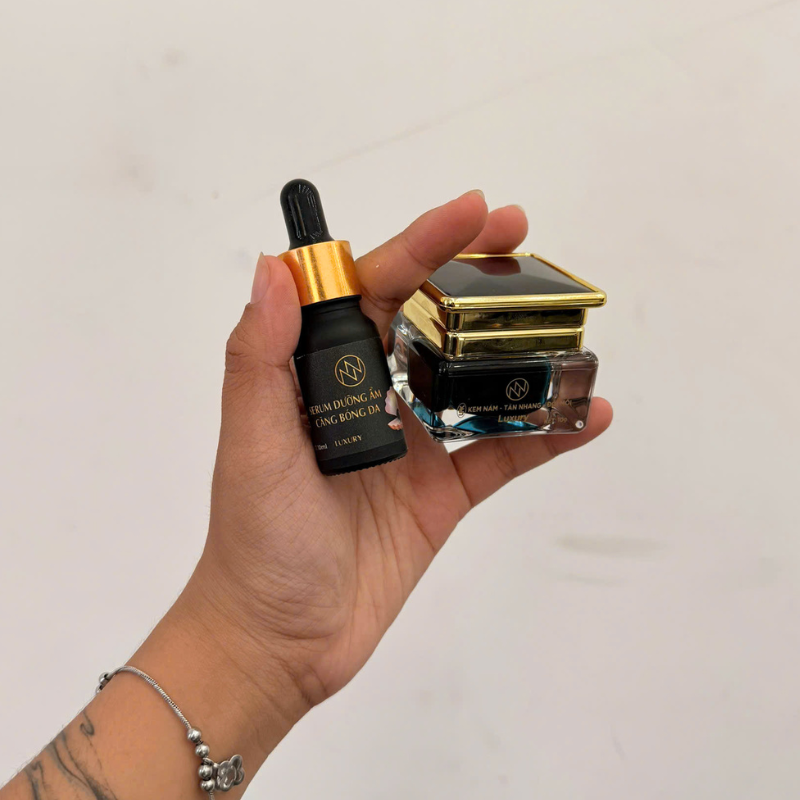 Combo Tái Tạo Ngọc Trai Đen NN Luxury Serum 10ml & Kem Face 10g