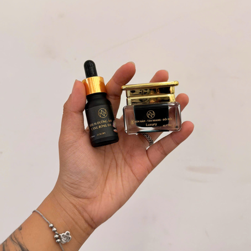 Combo Tái Tạo Ngọc Trai Đen NN Luxury Serum 10ml & Kem Face 10g