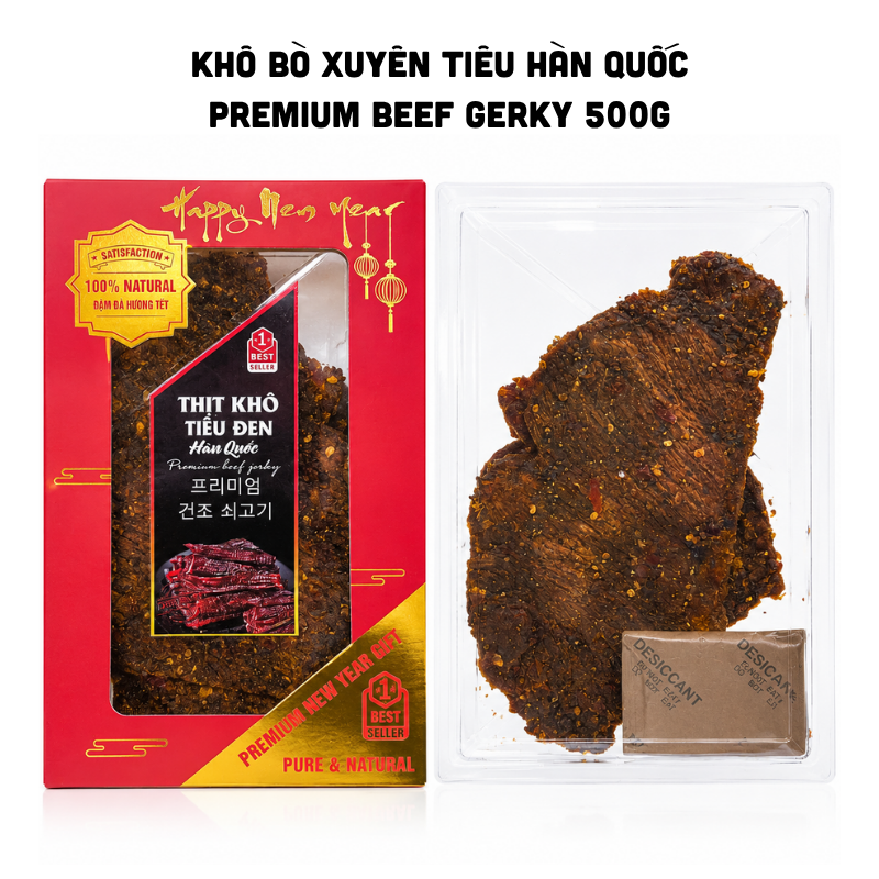Khô Bò Xuyên Tiêu Hàn Quốc Premium Beef Jerky 500g