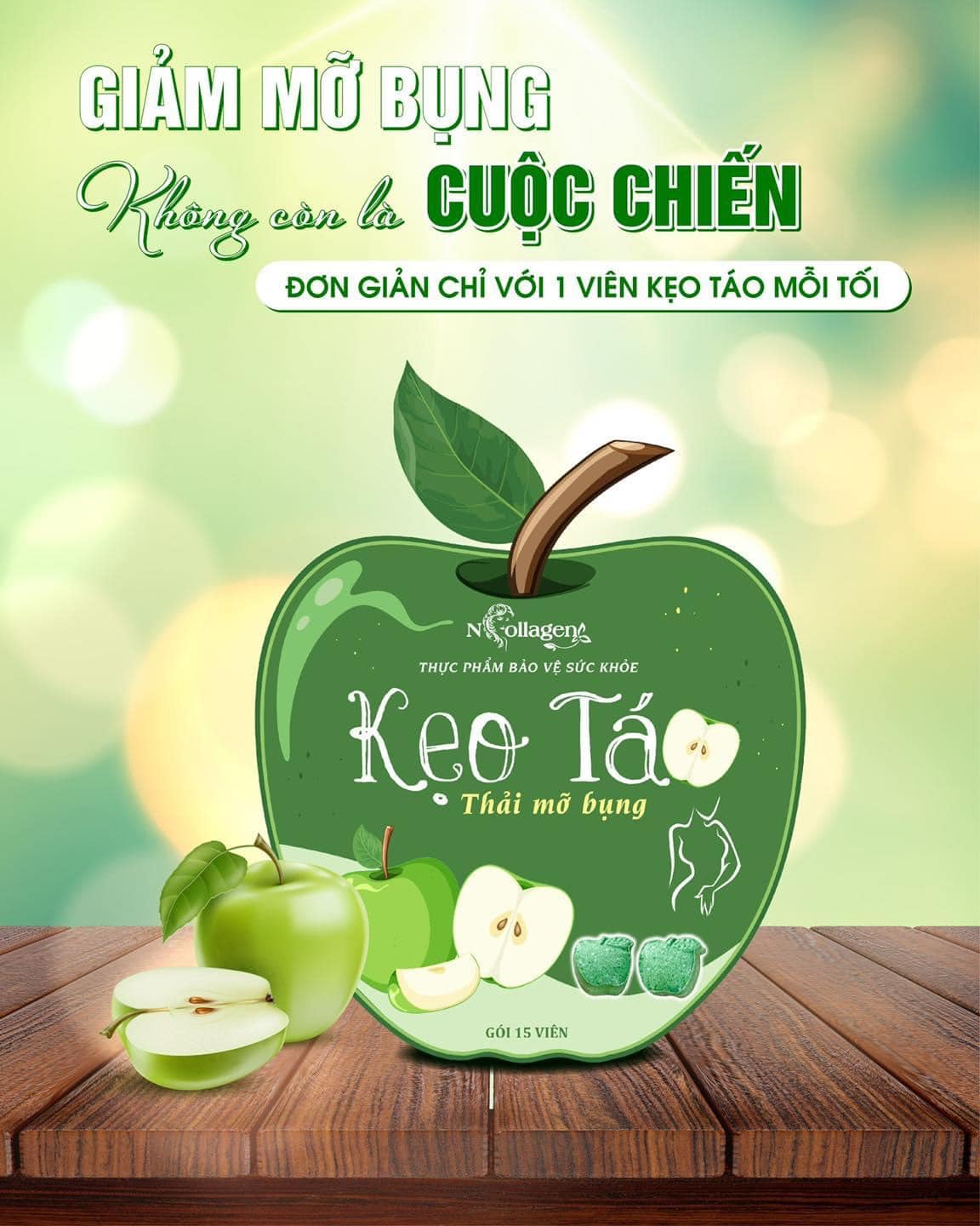 Giảm mỡ bụng không còn là cuộc chiến với Kẹo Táo Thải Mỡ Bụng N Collagen