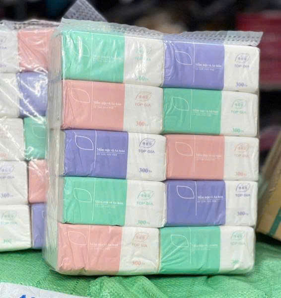Top Gia Giấy ăn 1 bịt 10 gói nhỏ 3 màu