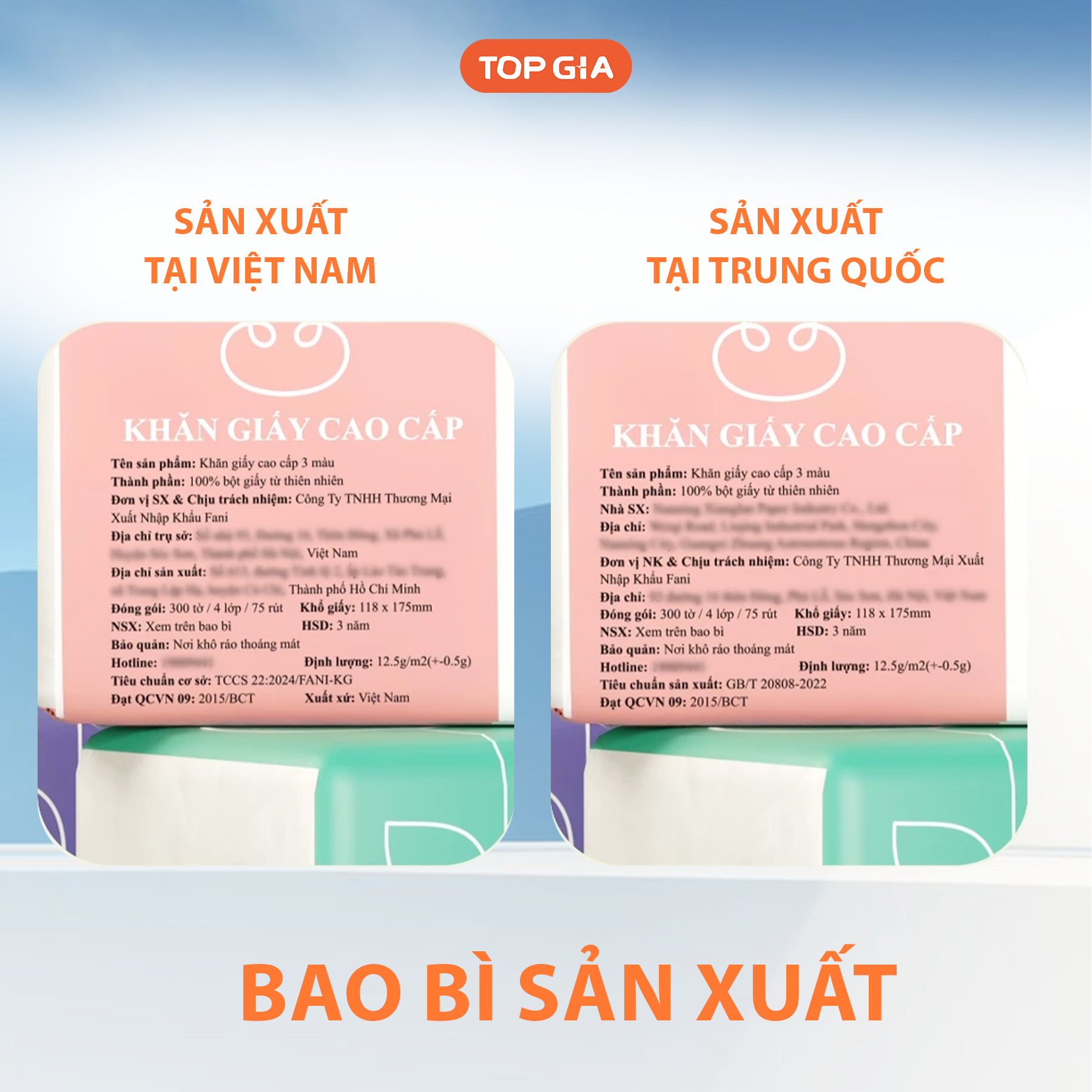 Top Gia Giấy ăn 1 bịt 10 gói nhỏ 3 màu