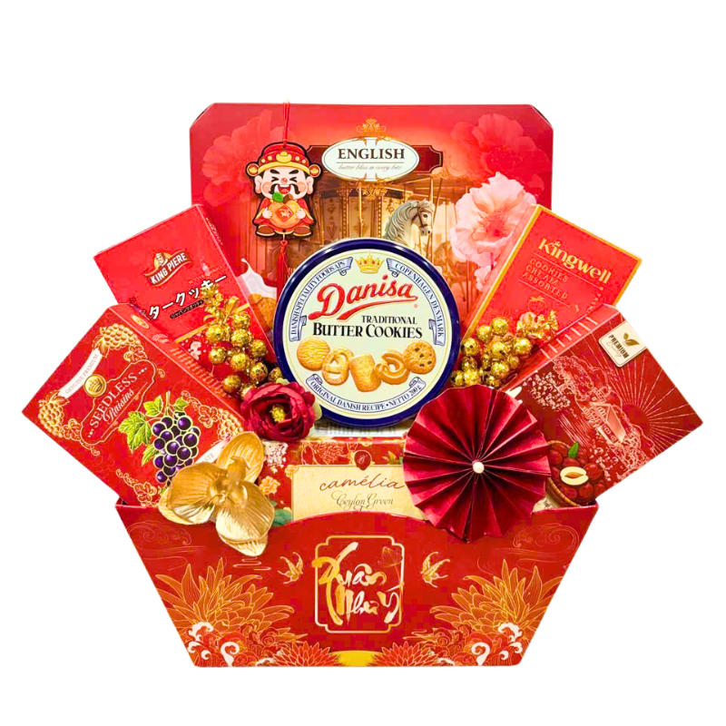 Giỏ Quà Tết Set 9 Món Sang Trọng Trang Trí Tết