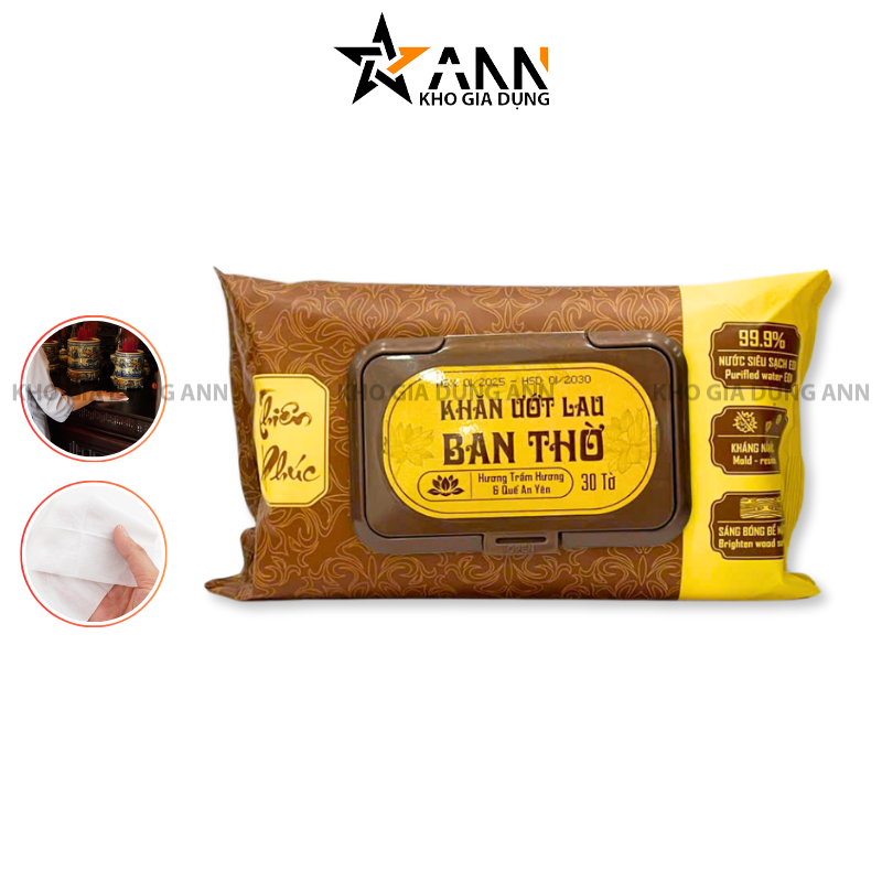Gói 30 Tờ Khăn Ướt Lau Bàn Thờ Thiên Phúc Cao Cấp
