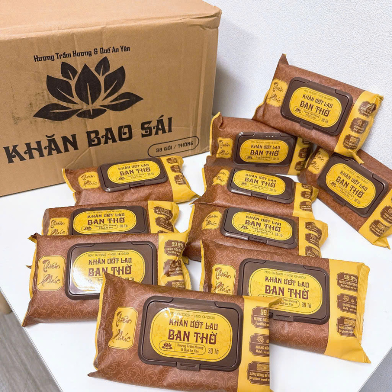 Bao bì và quy cách 30 tờ hiển thị rõ trên gói
