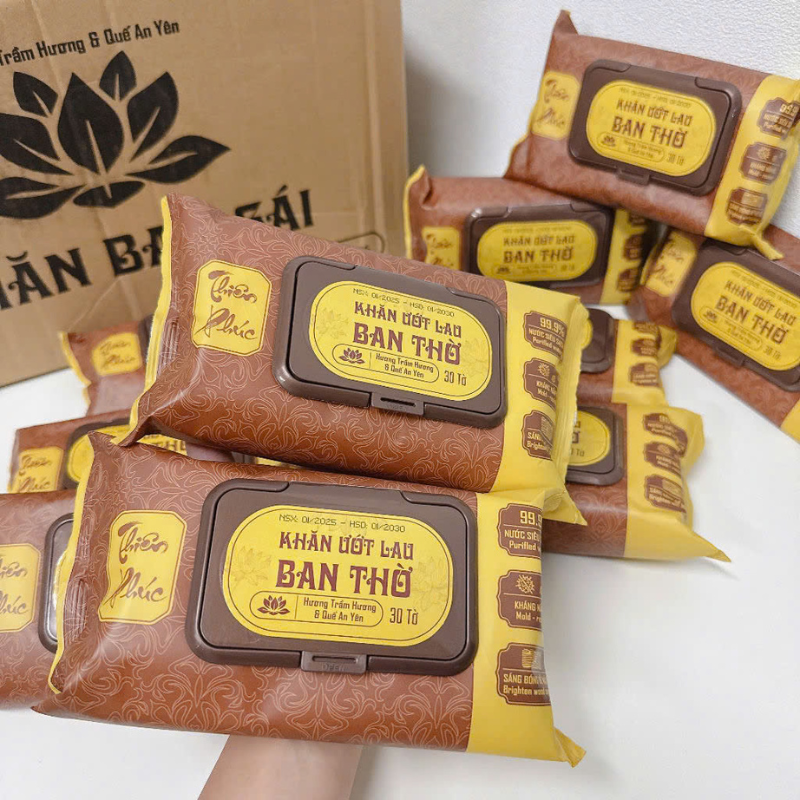 Gói 30 Tờ Khăn Ướt Lau Bàn Thờ Thiên Phúc Cao Cấp