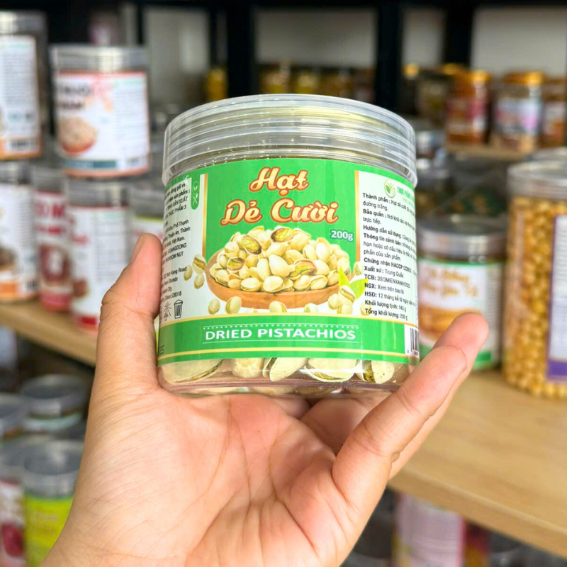Mặt trước hũ với tên sản phẩm và khối lượng 200g