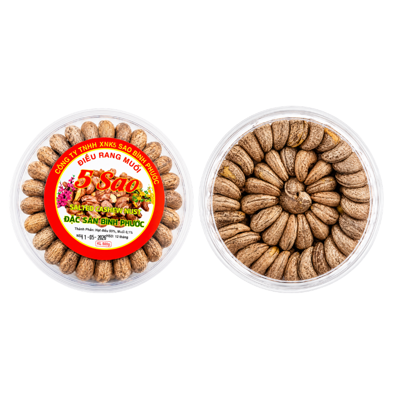 Hạt Điều Rang Muối 5 Sao Bình Phước 500g phù hợp để tham khảo khi chọn Trái cây sấy, hạt khô dinh dưỡng