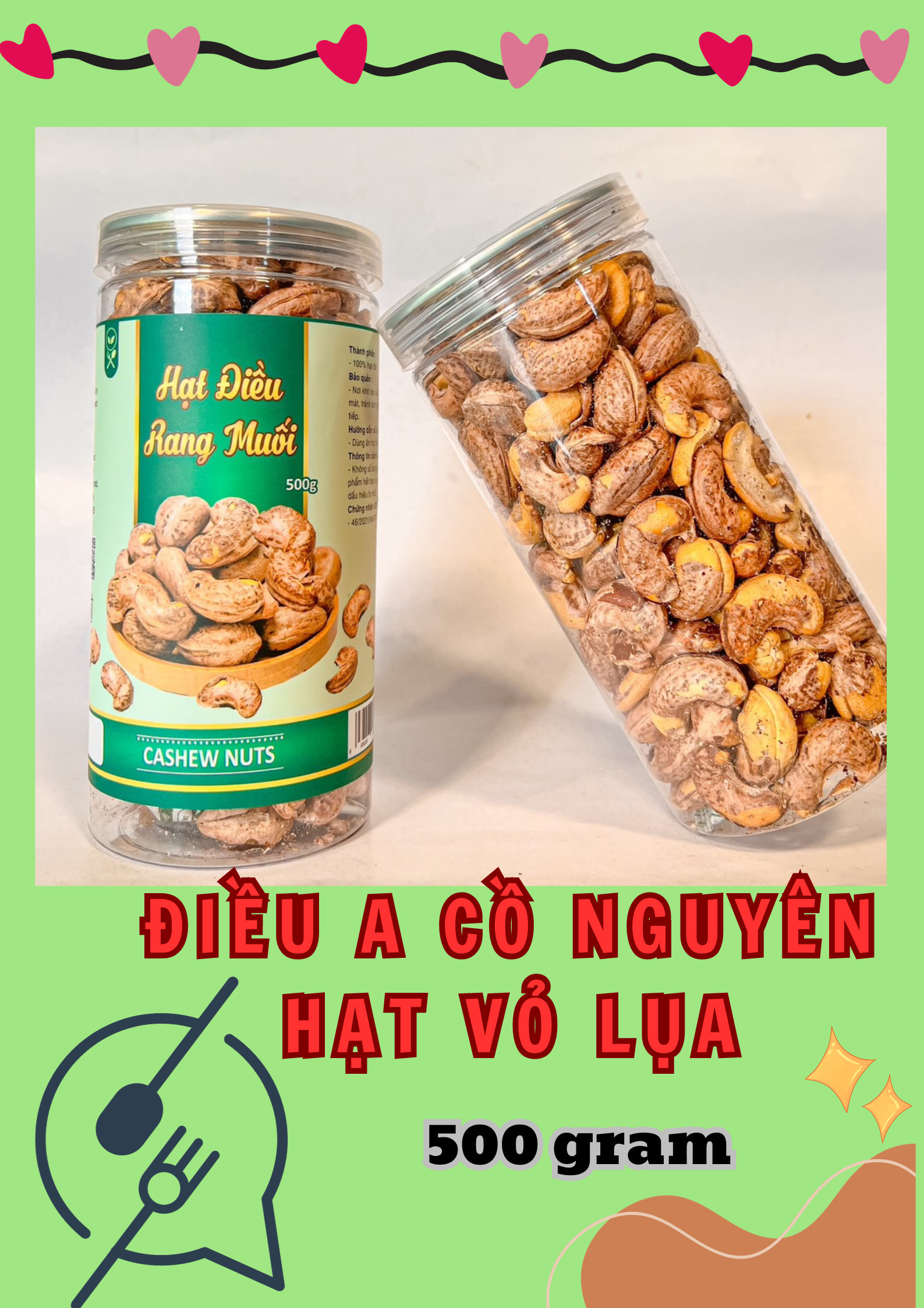 Dạng nguyên hạt vỏ lụa trong hộp nhựa trong suốt