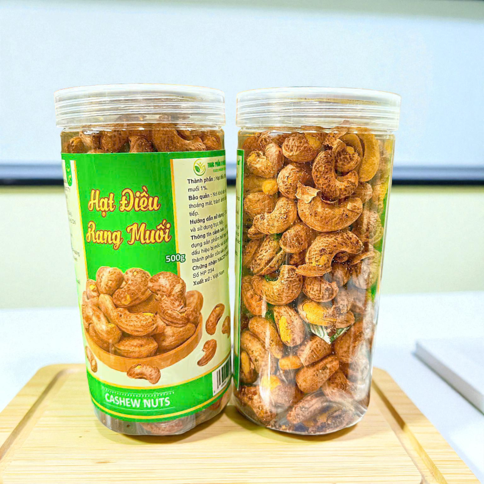 Hạt Điều Cồ A Rang Muối Nguyên Hạt Vỏ Lụa Loại Xuất Khẩu 500g Hộp
