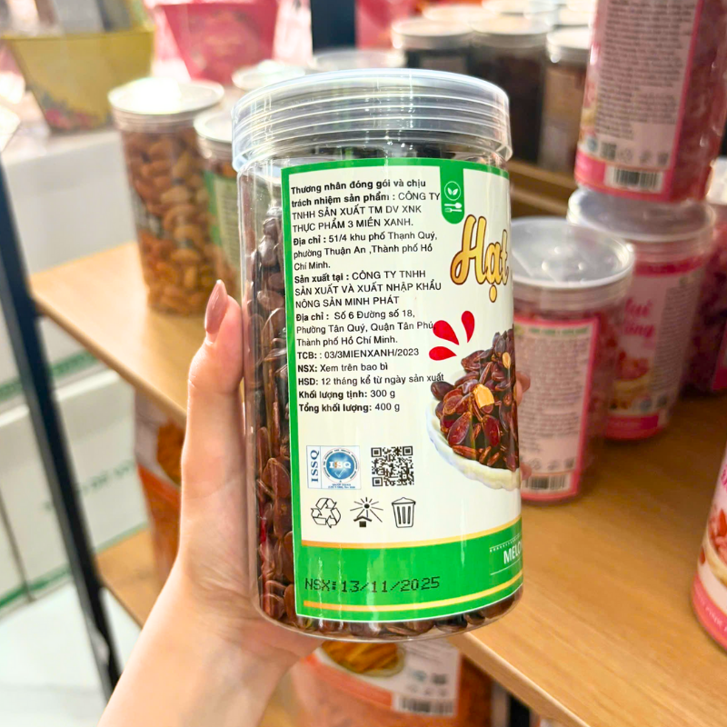 Hạt Dưa Loại Đặc Biệt Thực Phẩm 3 Miền Xanh 400g Hũ Pet