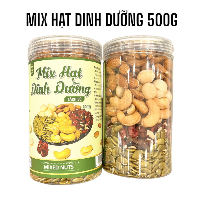Hộp pet 500g và nhãn sản phẩm mặt trước