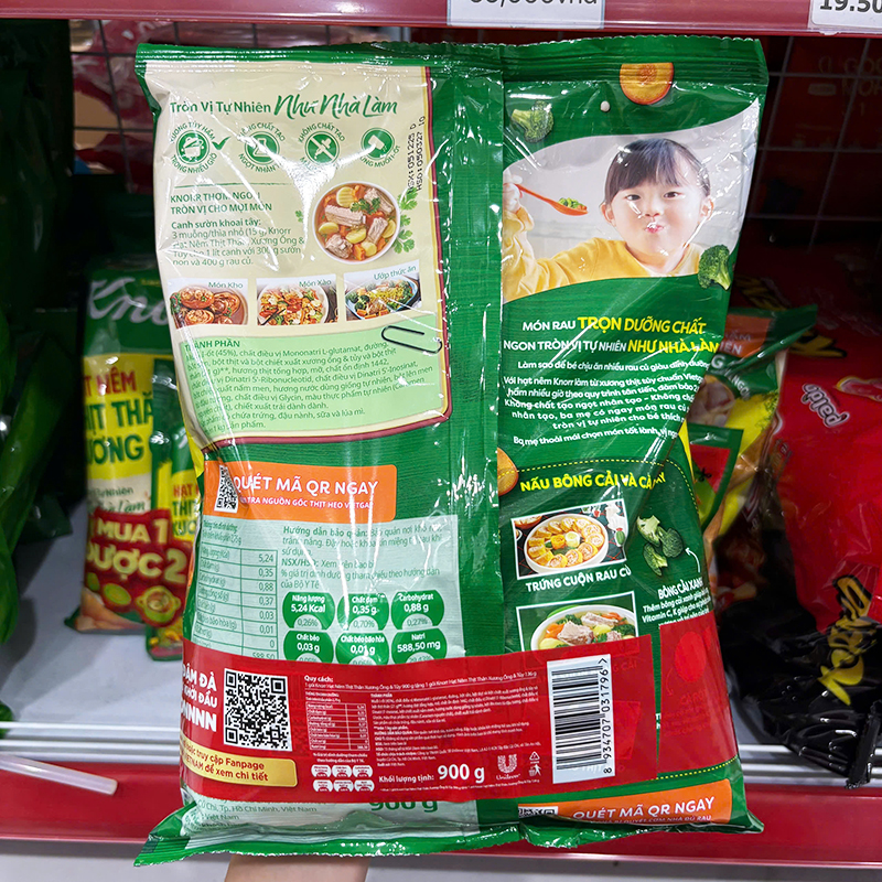 Mặt sau bao bì với thông tin thành phần và hướng dẫn dùng