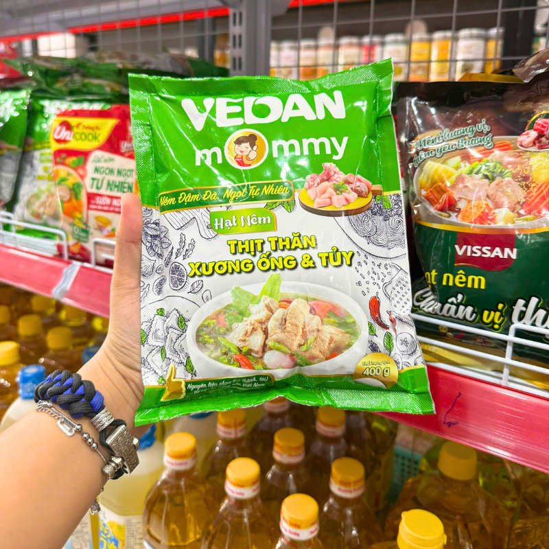 Mặt trước bao bì tông xanh, vị Thịt Thăn Xương Ống & Tủy, khối lượng 400g