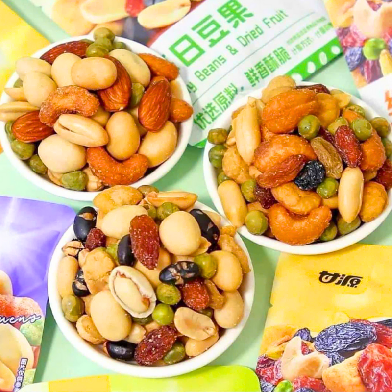 Các kiểu phối trộn khác nhau với hạt, đậu và trái cây sấy