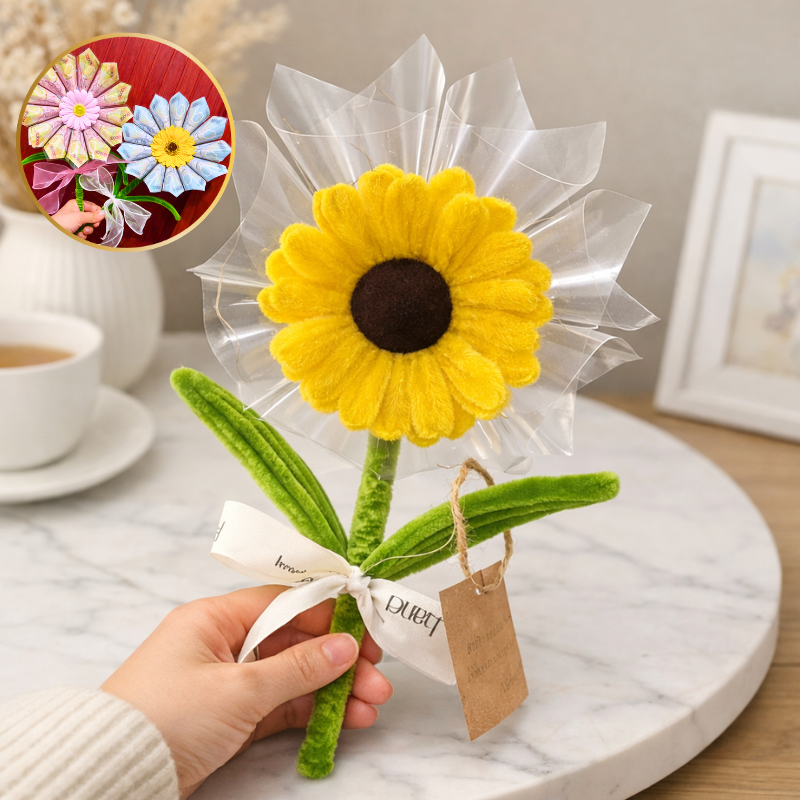 Hoa gài tiền hướng dương trong suốt không đèn