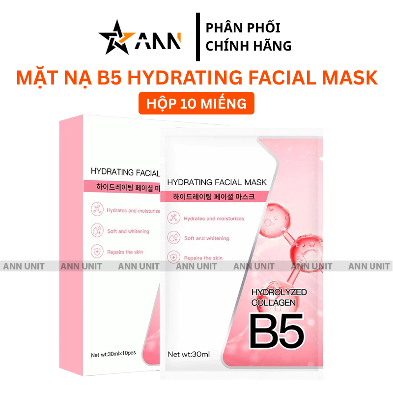 Hộp và gói mặt nạ tông hồng, quy cách hộp 10 miếng (30ml/miếng)