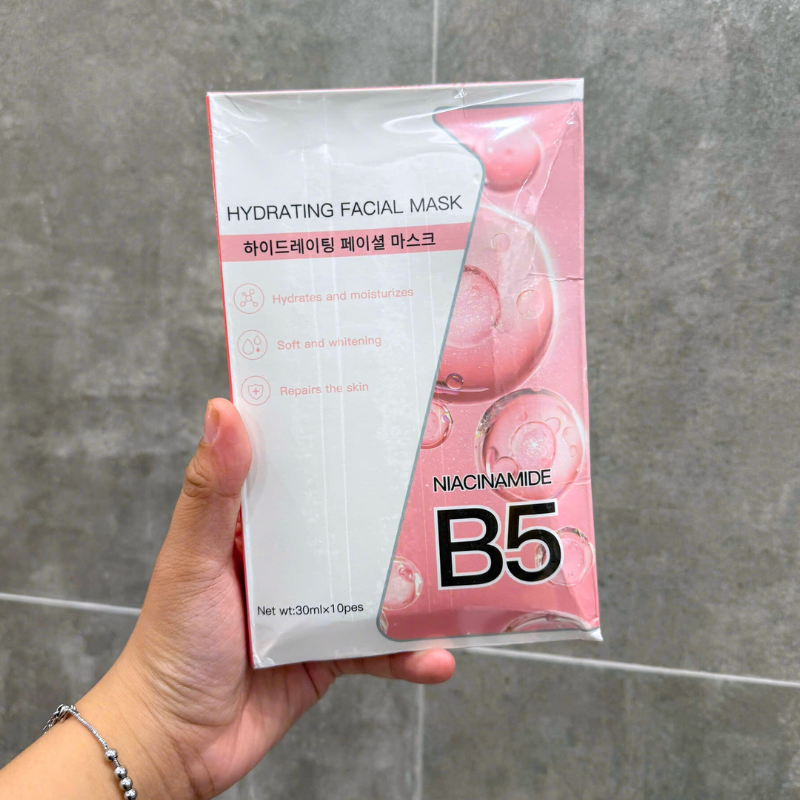 Cảm Cheese NT Cosmetics Mặt Nạ B5 Hydrating Facial Mask Hộp 10 Miếng Màu Hồng