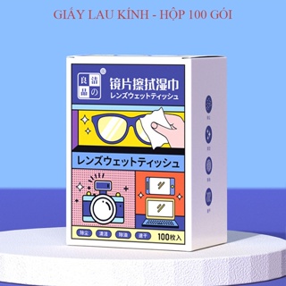 Mặt trước hộp khăn lau kính 100 miếng