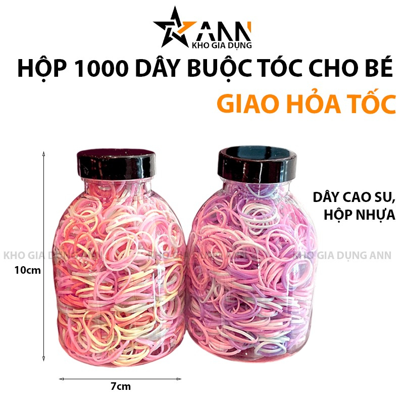 Hộp Nhựa 1000 Dây Buộc Tóc Mini Cho Bé 10×7×7cm
