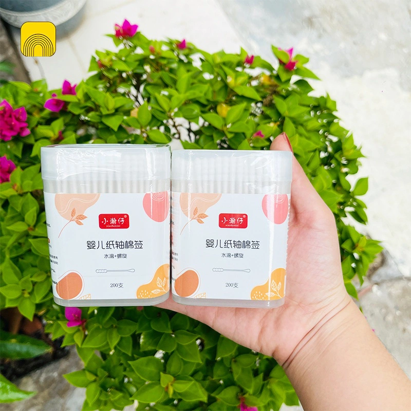 Hộp tăm bông 200 chiếc với thiết kế nắp đậy gọn gàng