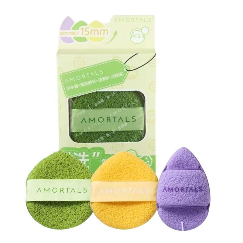 Hộp 3 Miếng Bông Mút Rửa Mặt Bọt Biển Amortals (Có Chữ) – một lựa chọn đáng tham khảo trong bông mút amortals